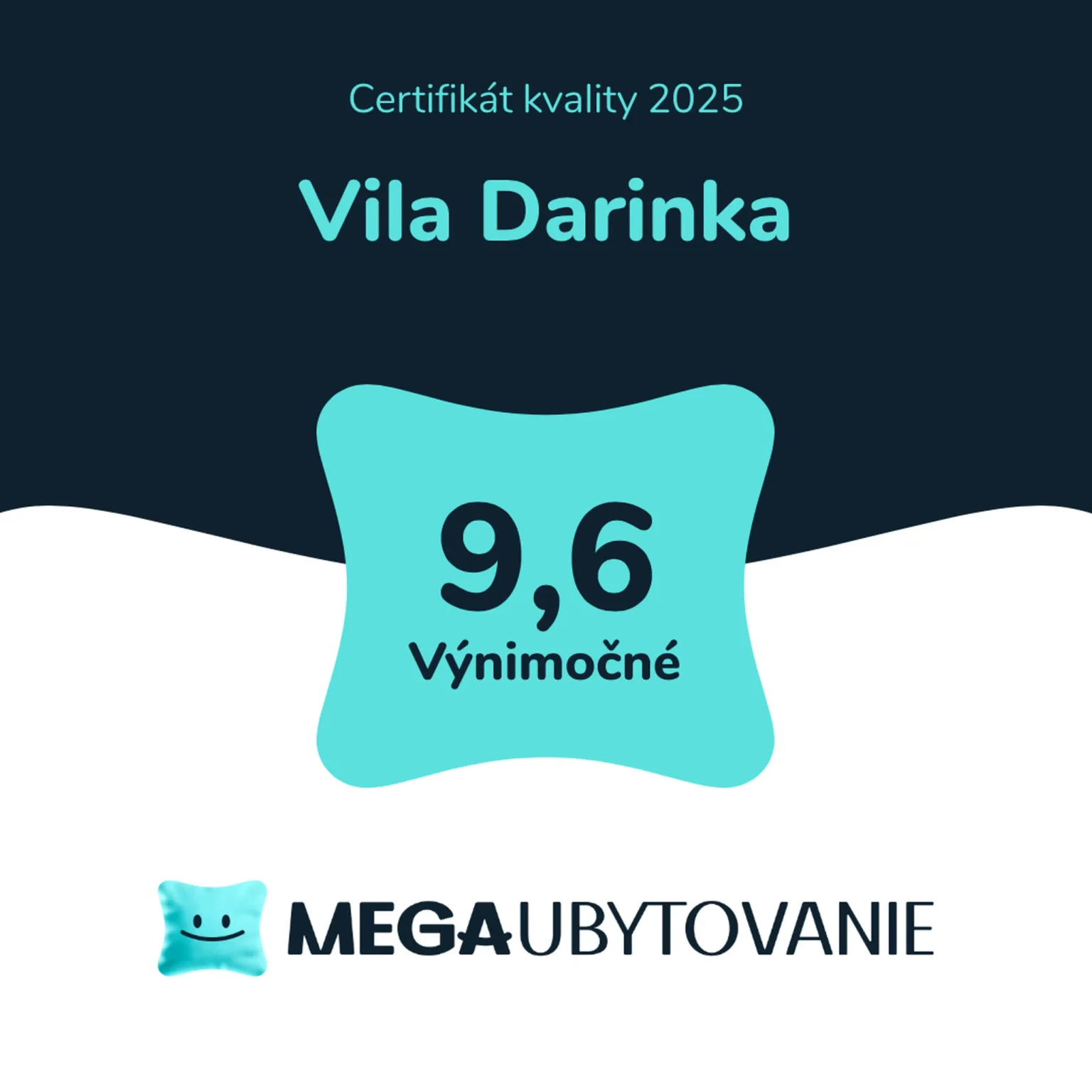 megaubytovanie vila darinka cavoj certifikat 2025